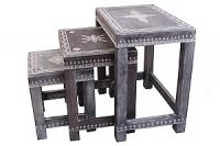 Стол-табурет(дерево, роспись) набор из 3 №167